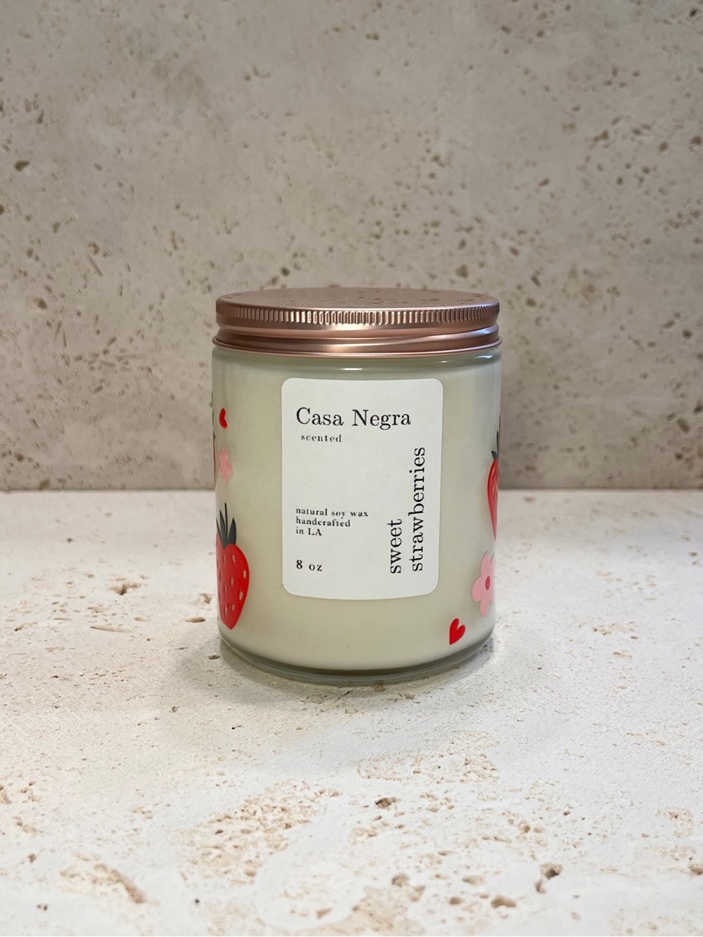Sweet Strawberries Scented Candle • Cute + Girly Jar • Dessert Candle • Gift